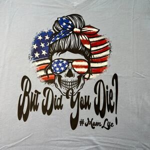 Americana 4th of July Mom Light Blue Mom Vneck Tee Large